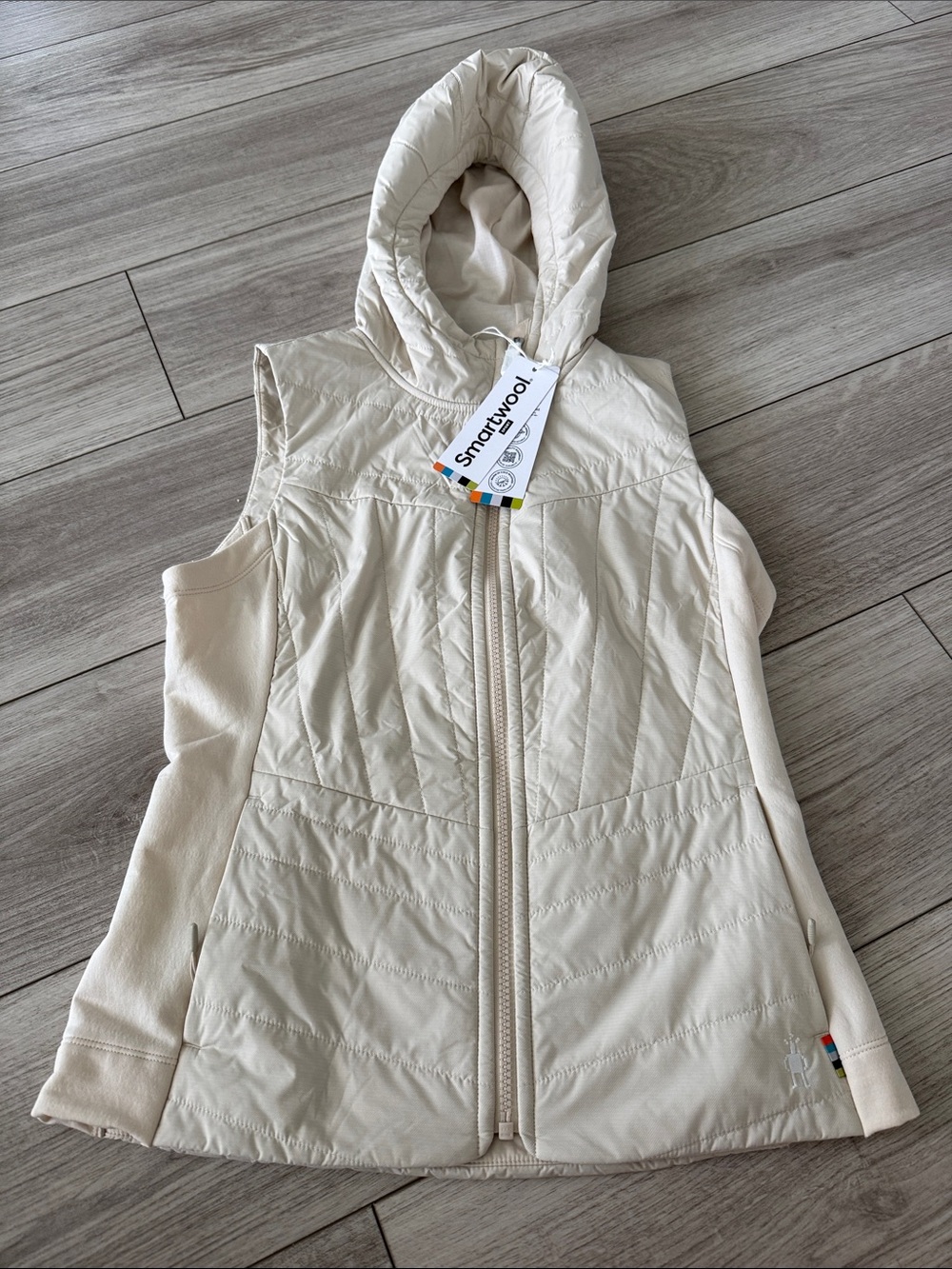 Smartwool Women’s Smartloft Vest Cream Hooded XS NEW SW017118L31